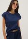 Blue pure cotton T-shirt with perforated inserts_0