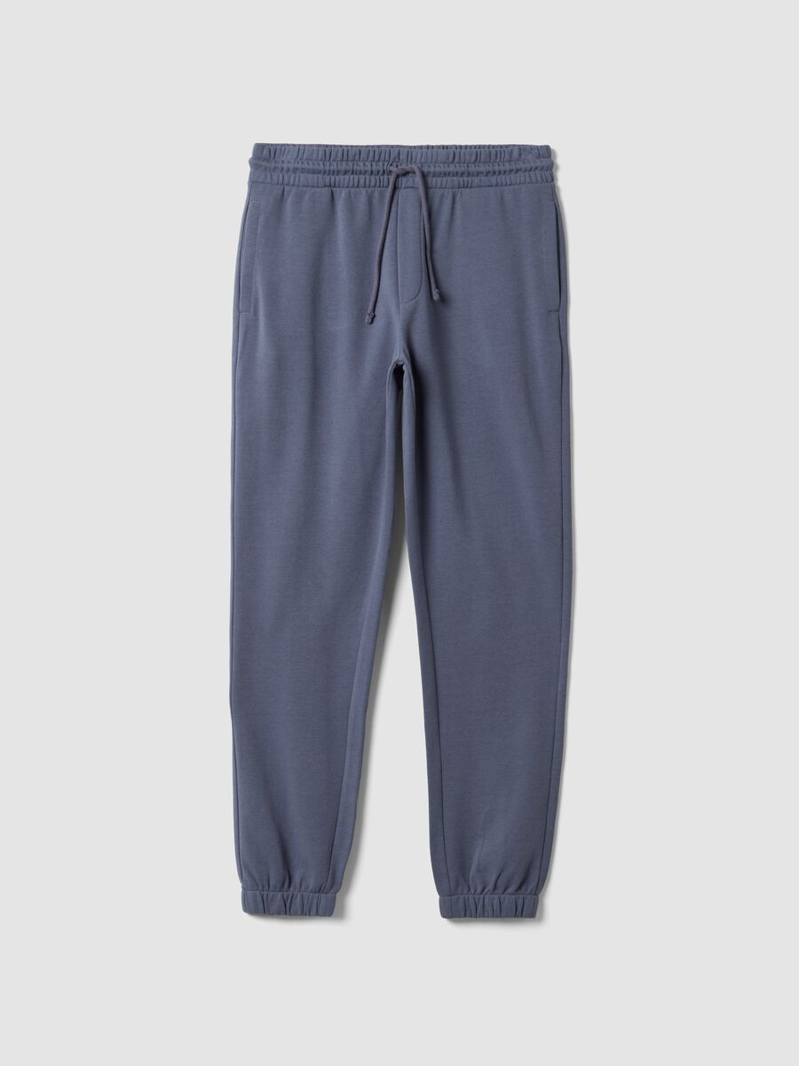 Pantaloni jogger grigi in misto cotone regular fit_4