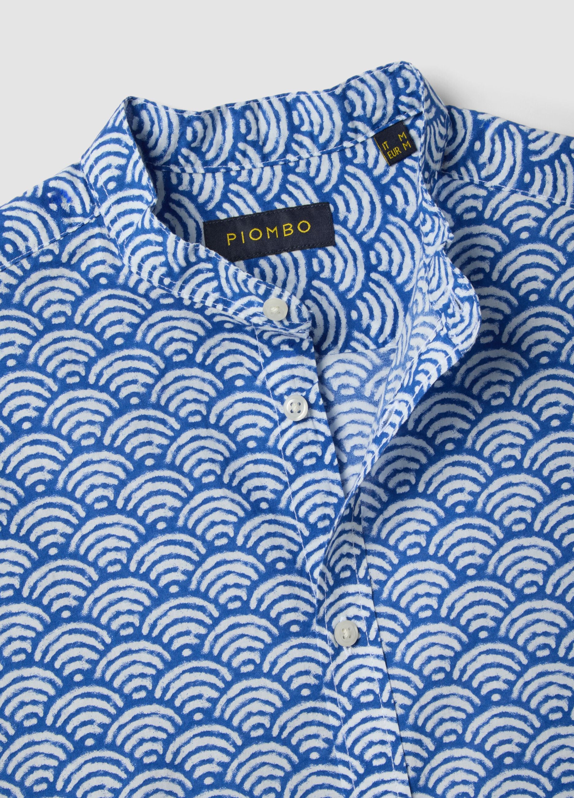 Multicolored shirt with Mandarin collar in pure cotton regular fit