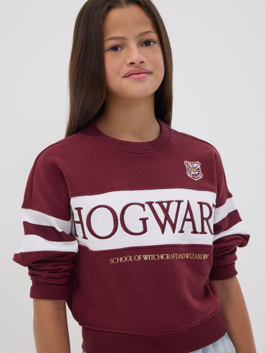 Red stretch-cotton sweatshirt with ribbed neckline, Harry Potter theme_0