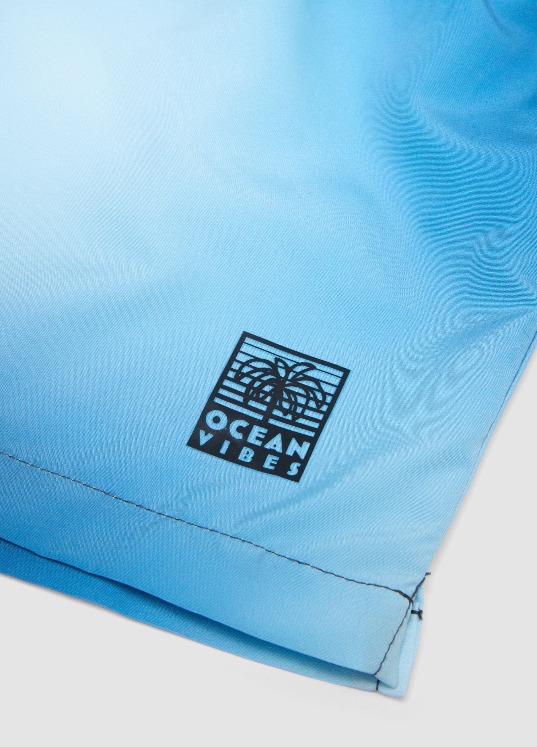 Blue gradient boxer swim shorts with drawstring