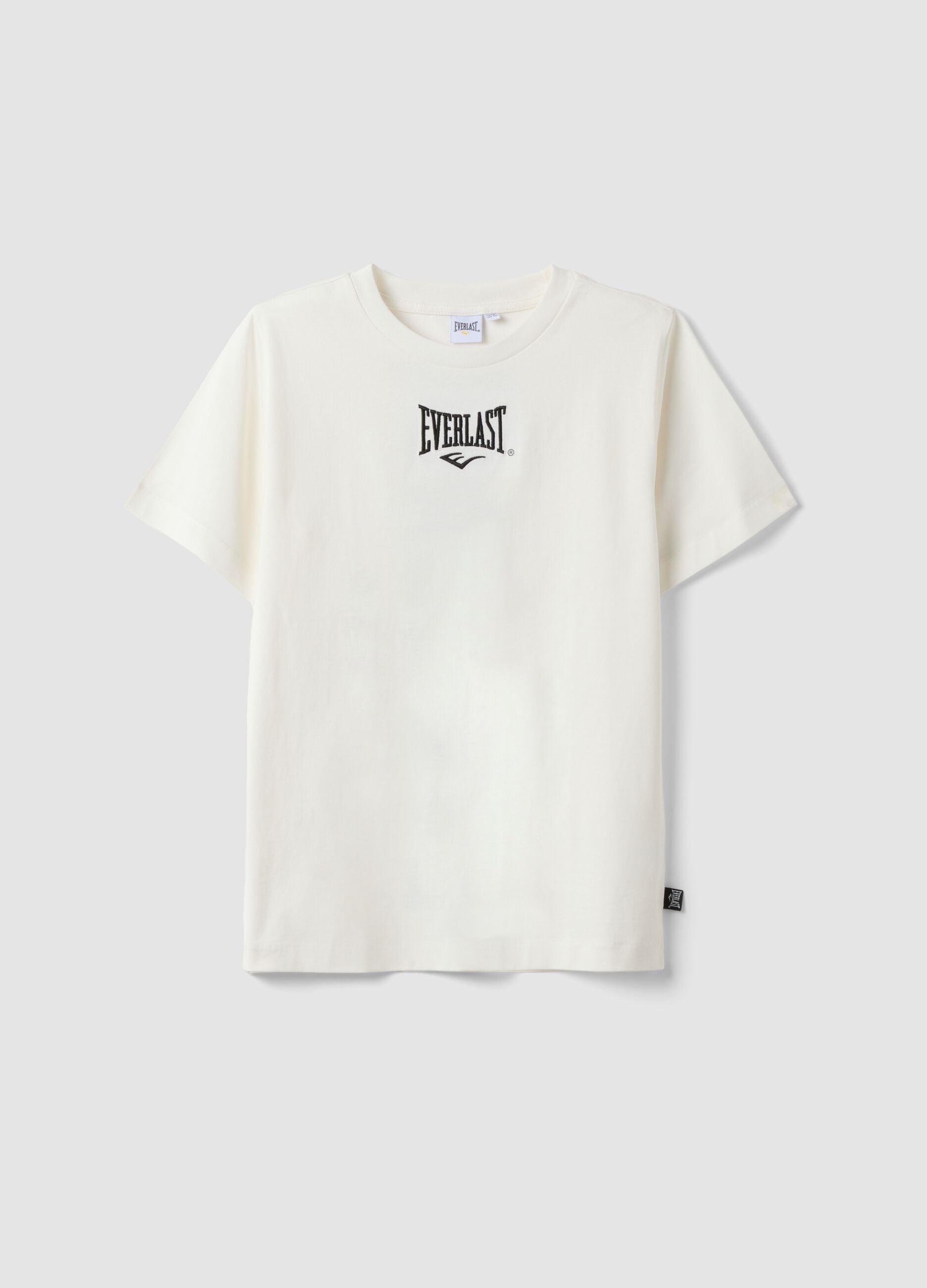 White pure cotton T-shirt with print, regular fit for boys