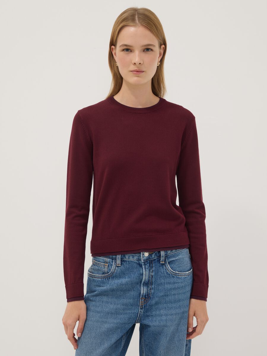 Red long-sleeve viscose-blend top_1