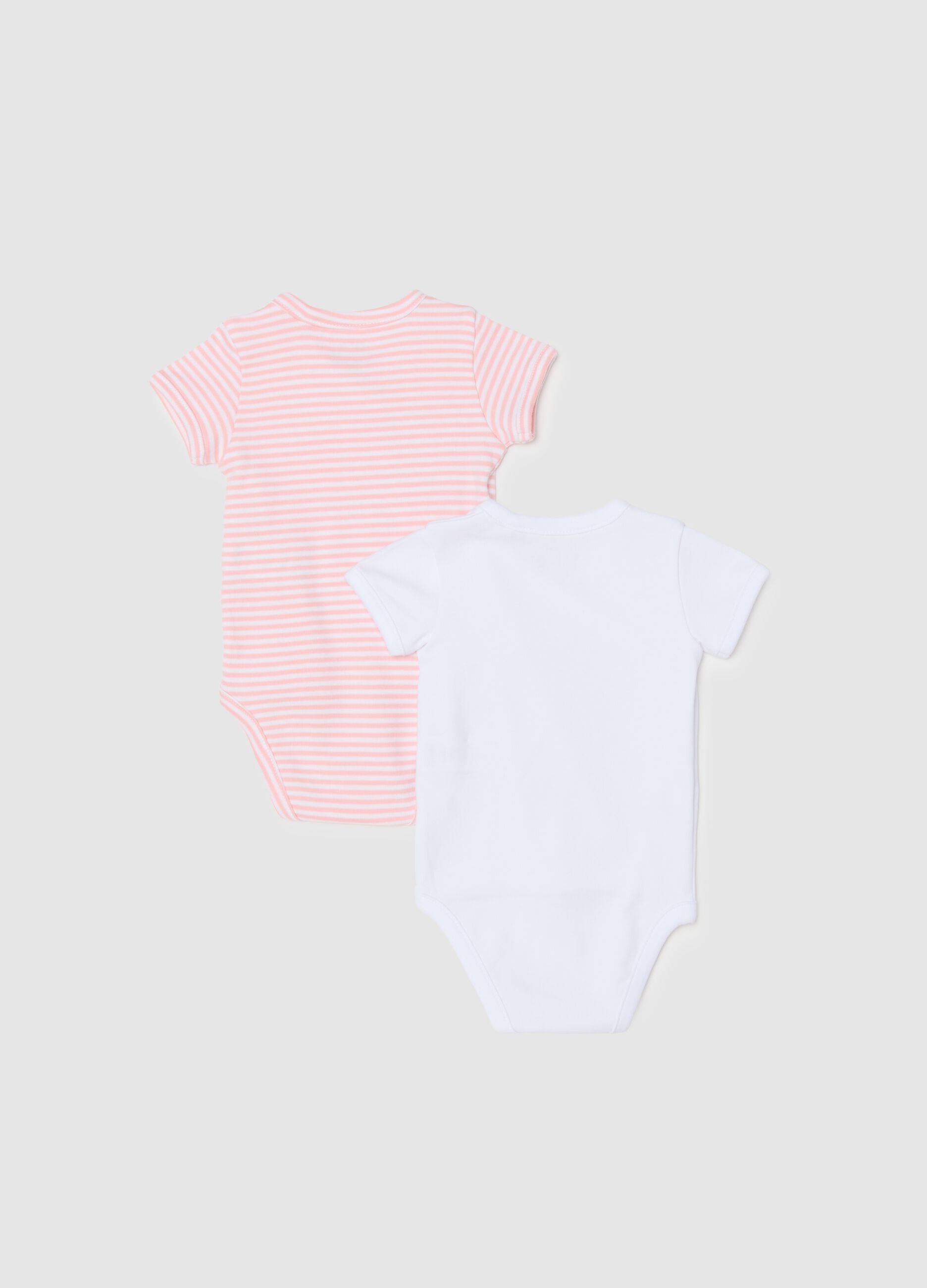 Pack of short-sleeved multicolor bodysuits for baby girls made from pure cotton
