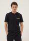 Black short-sleeve stretch cotton T-shirt with chest pocket_0