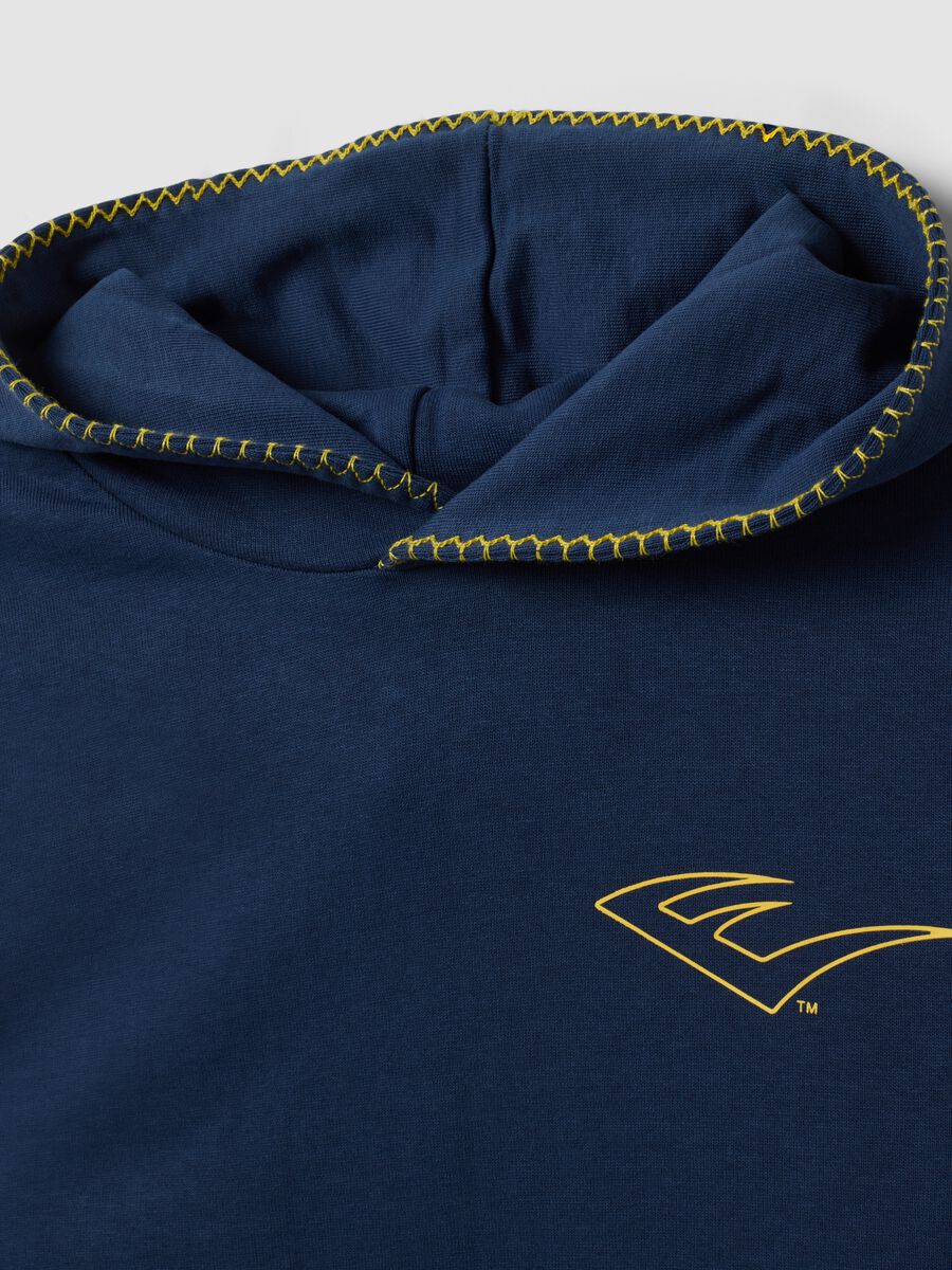 Blue pure cotton hooded sweatshirt, regular fit for boys_2