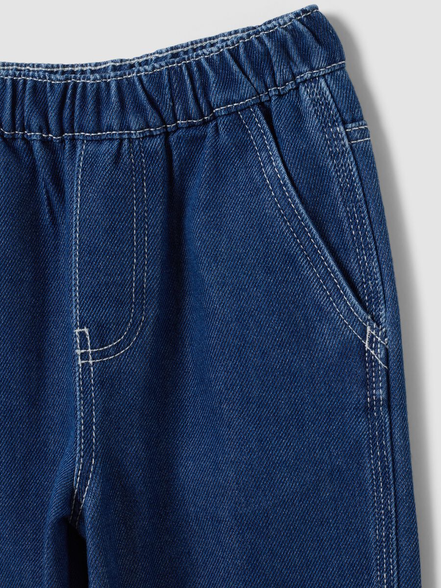 Blue cotton and viscose blend joggers with elasticated waistband for boys_2