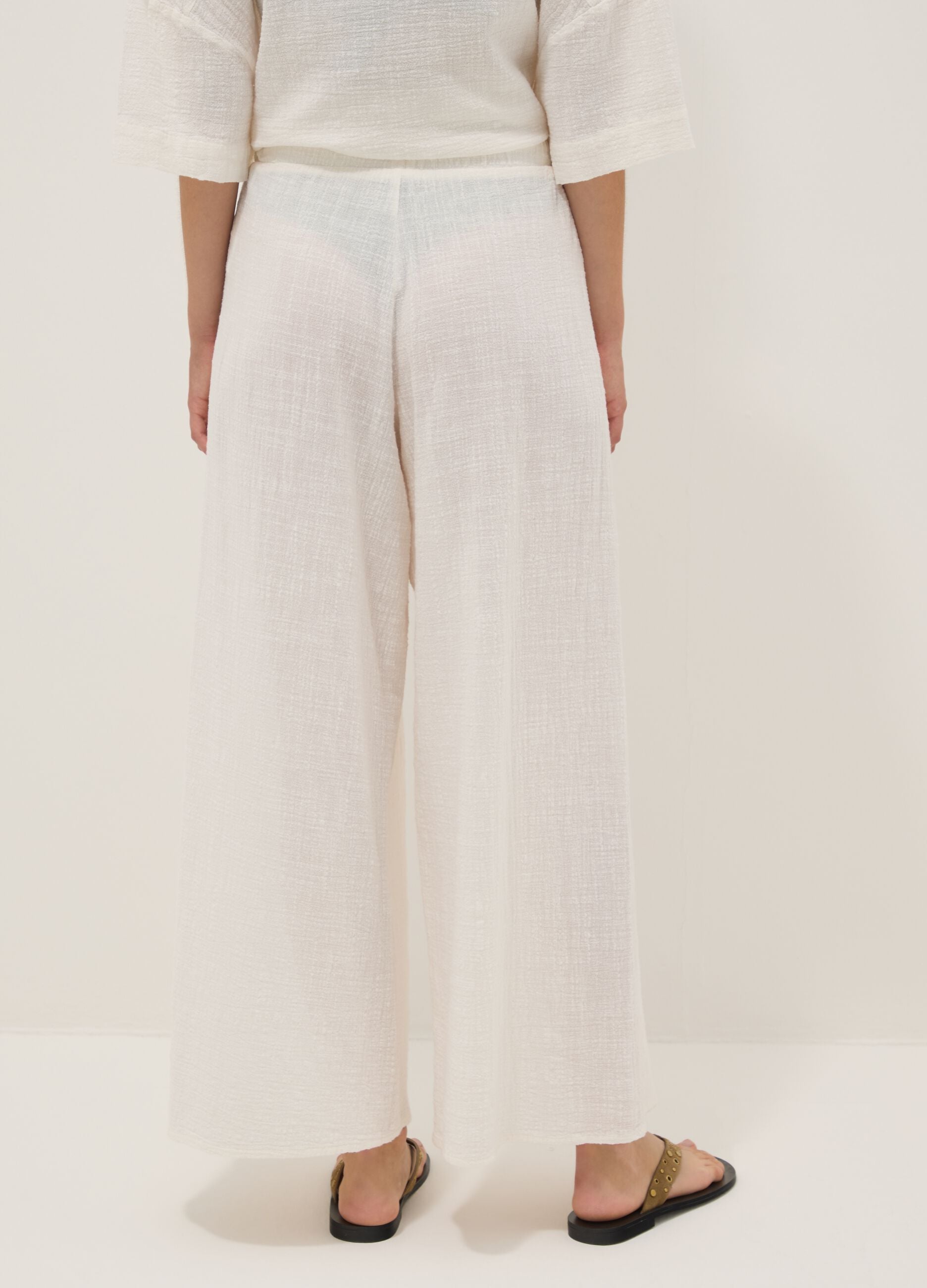 White pure cotton beach trousers