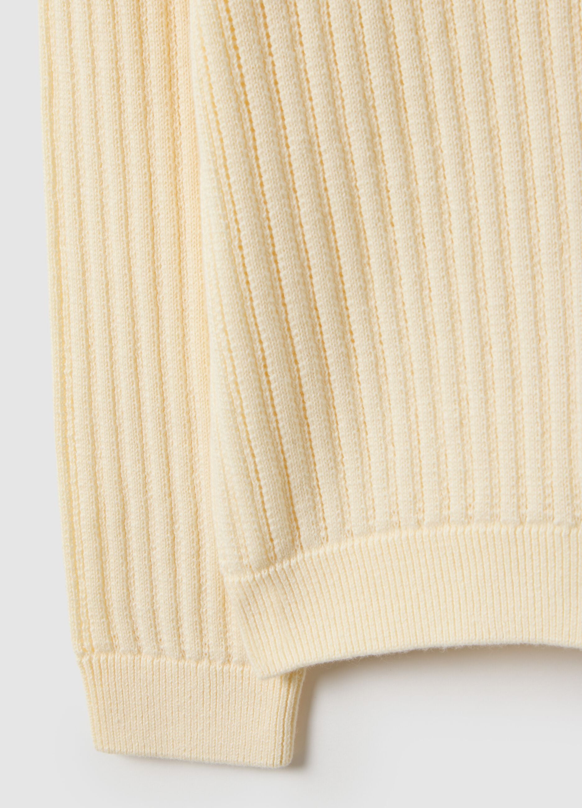 Beige striped pure cotton cardigan for girls with regular fit