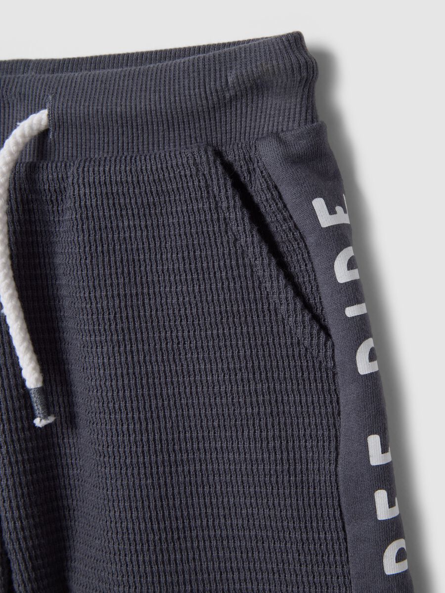Shorts grigi in puro cotone con vita elasticizzata da bimbo regular fit_3