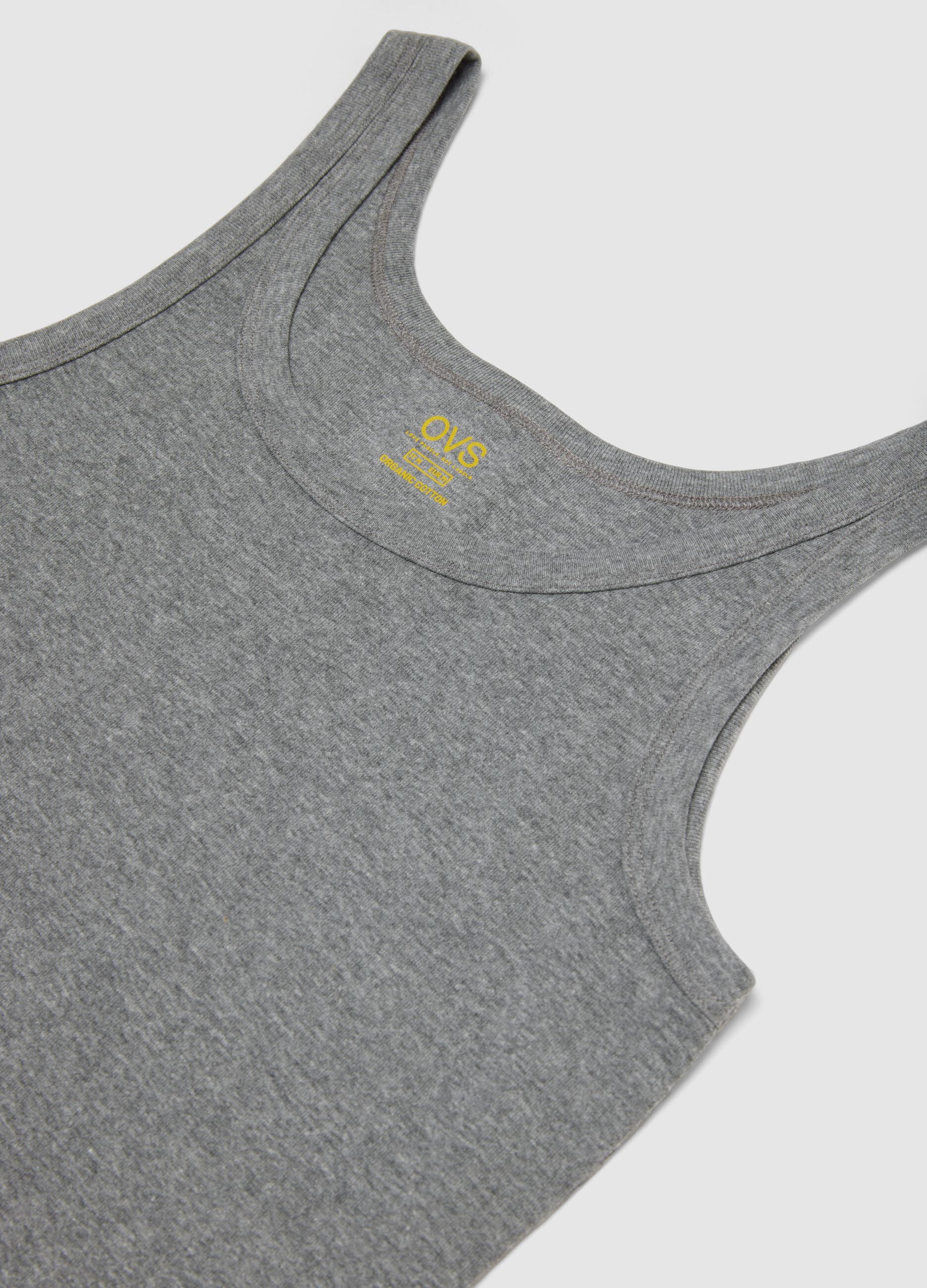 Grey pure cotton regular fit tank top