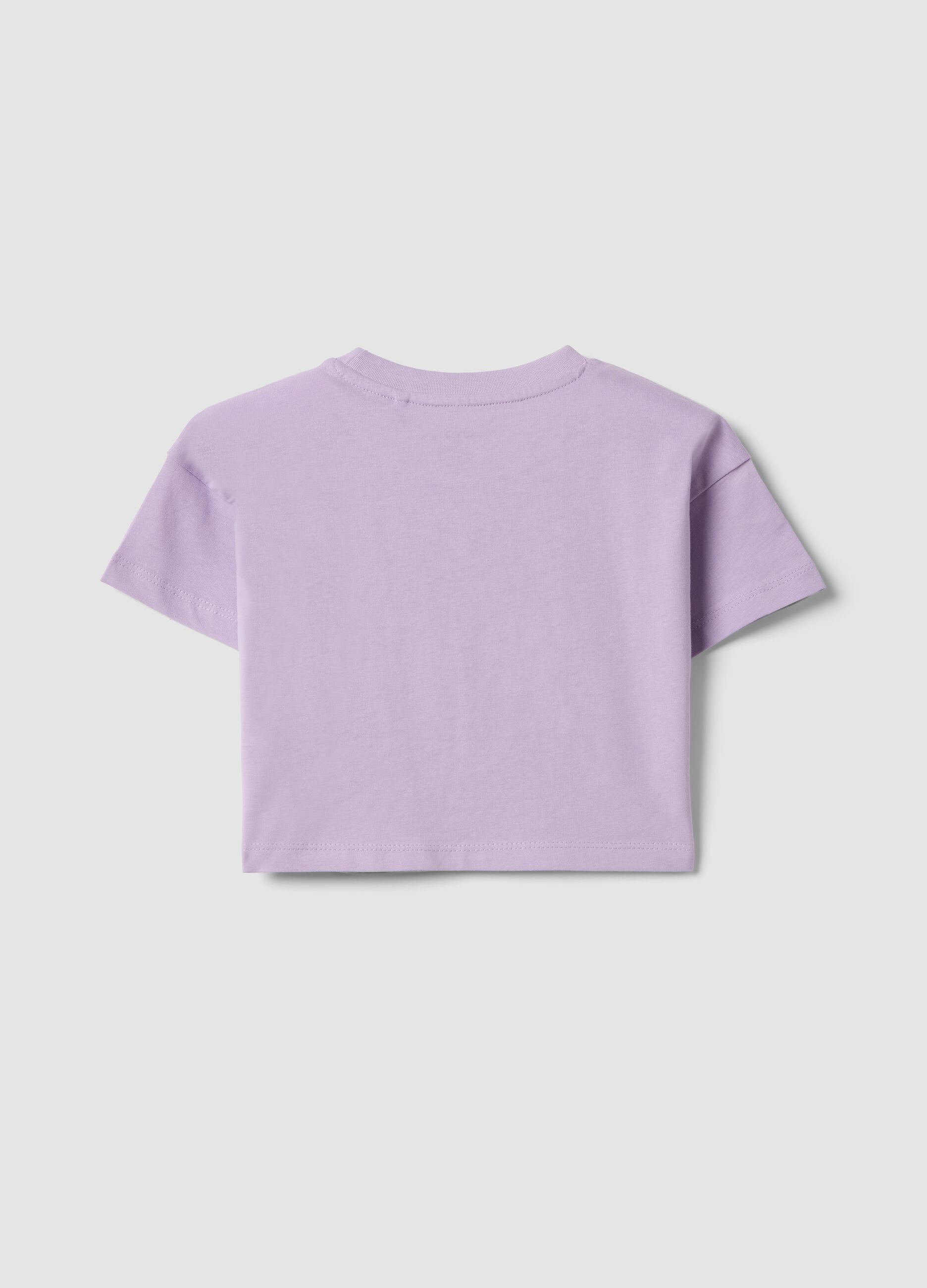 Purple pure cotton T-shirt for girls with strawberry print