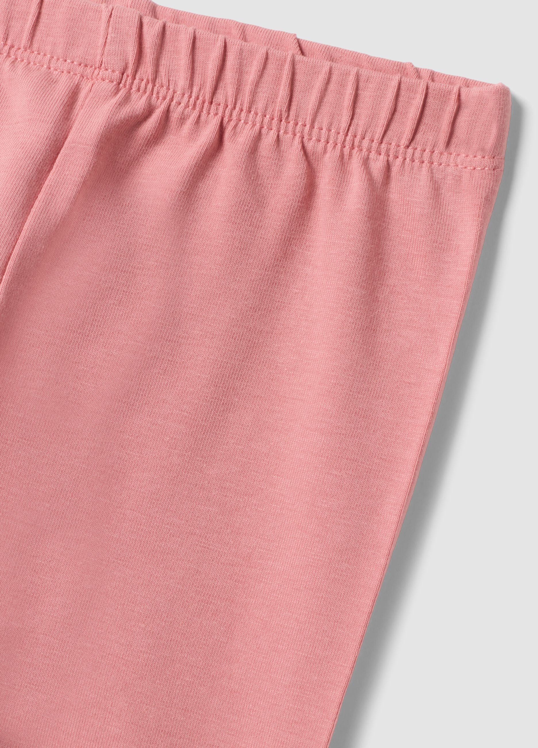Pink slim-fit stretch organic cotton leggings for baby girl