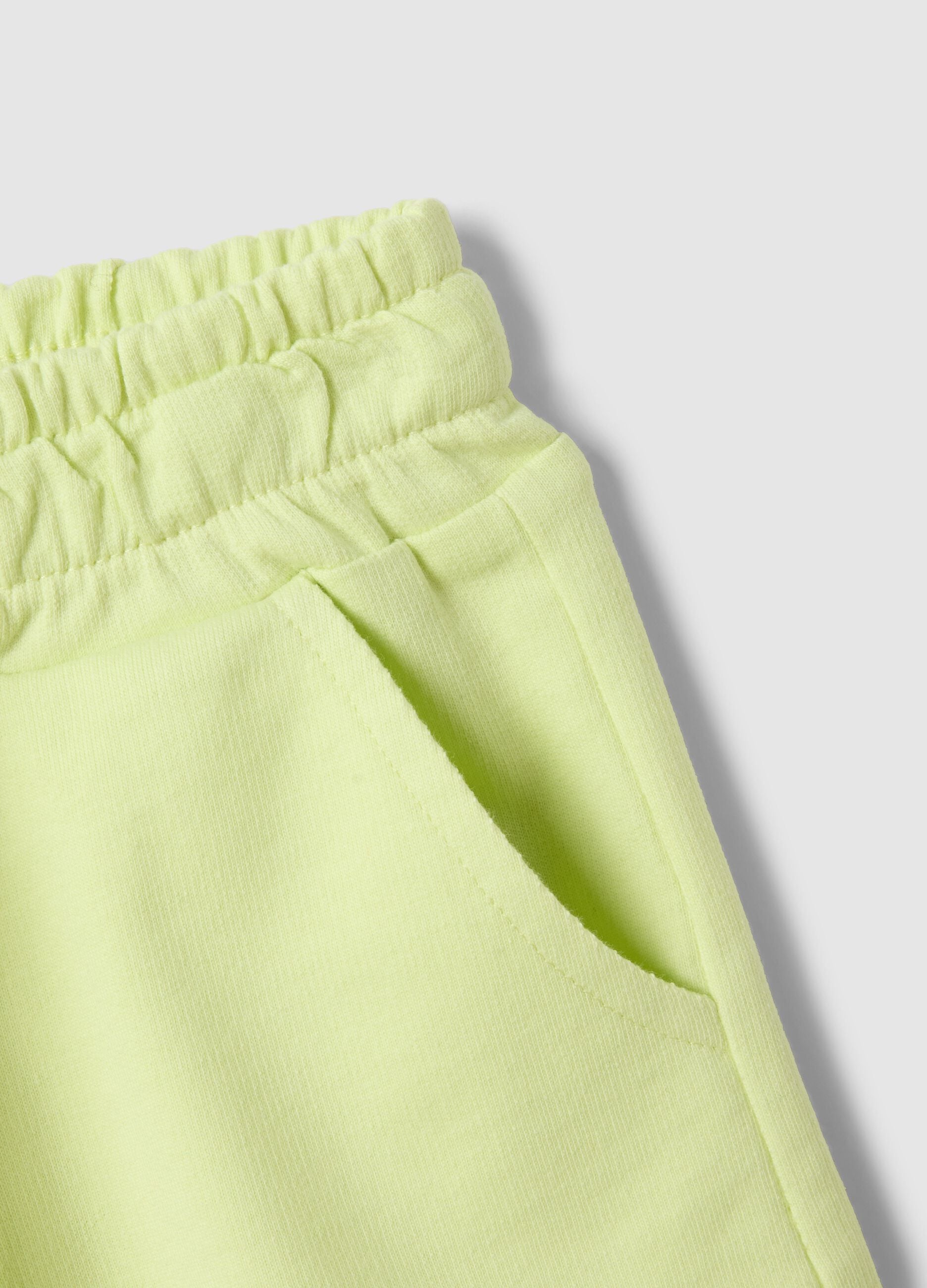 Yellow pure cotton shorts for girls, regular fit
