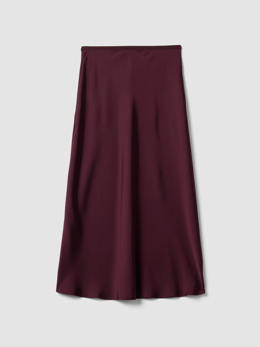 Red satin maxi skirt with elasticated waist_4