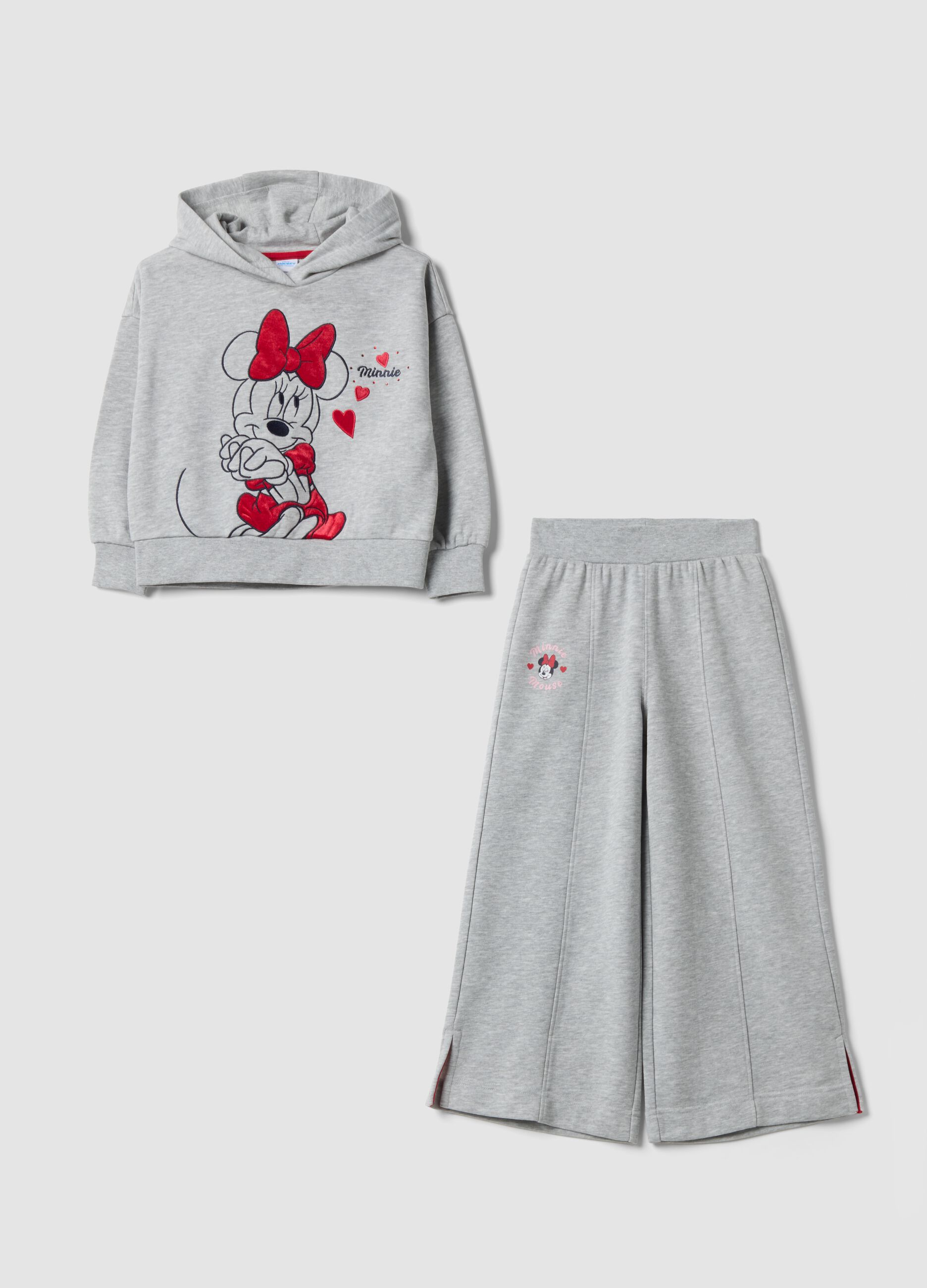 Grey cotton-blend tracksuit with Minnie print