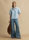 Blue short sleeve pure cotton regular fit shirt_0