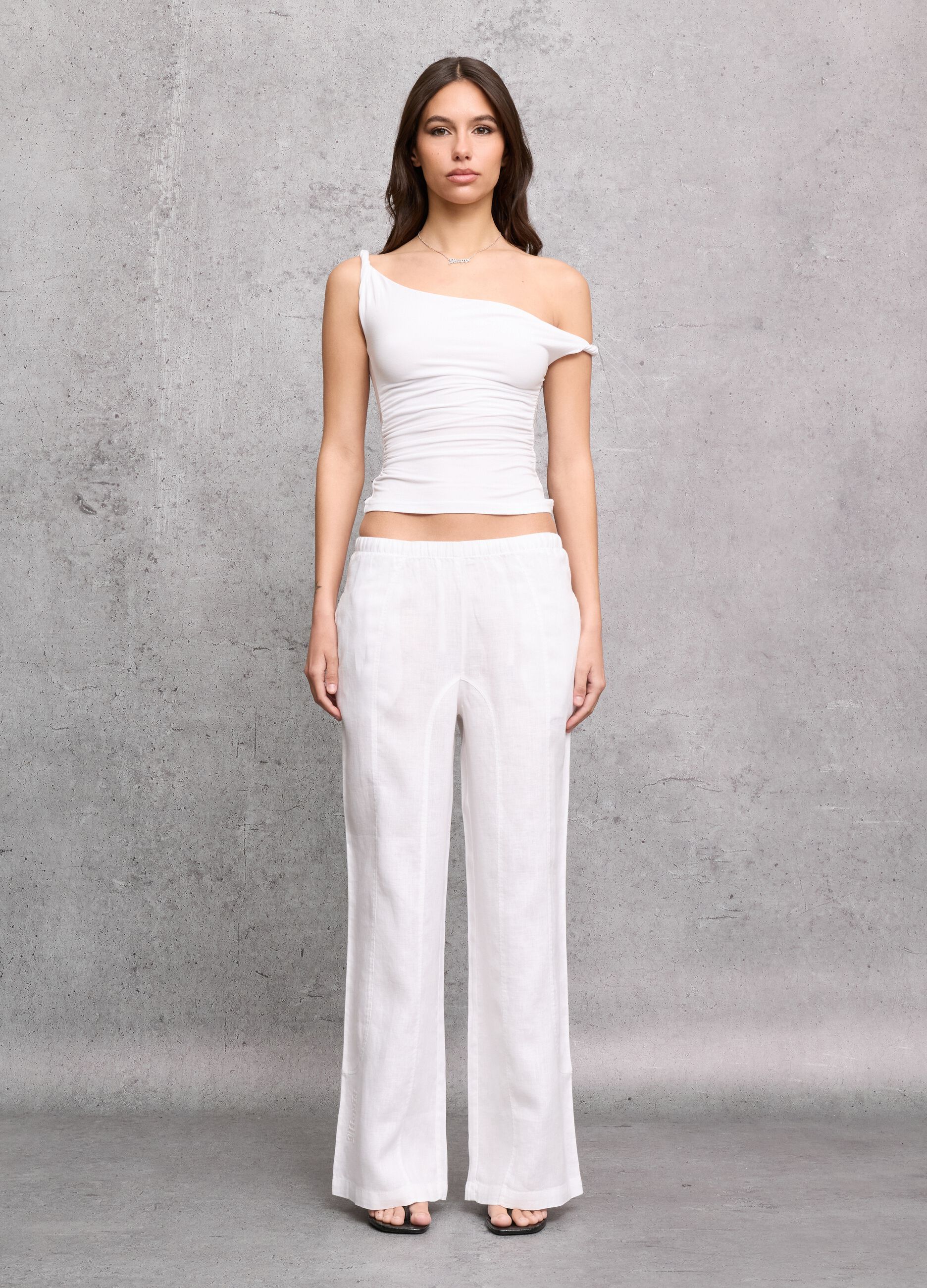 White Asymmetrical Tank Top