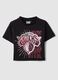 Girls' Black Stretch Cotton Boxy Fit T-shirt NY Knicks_0