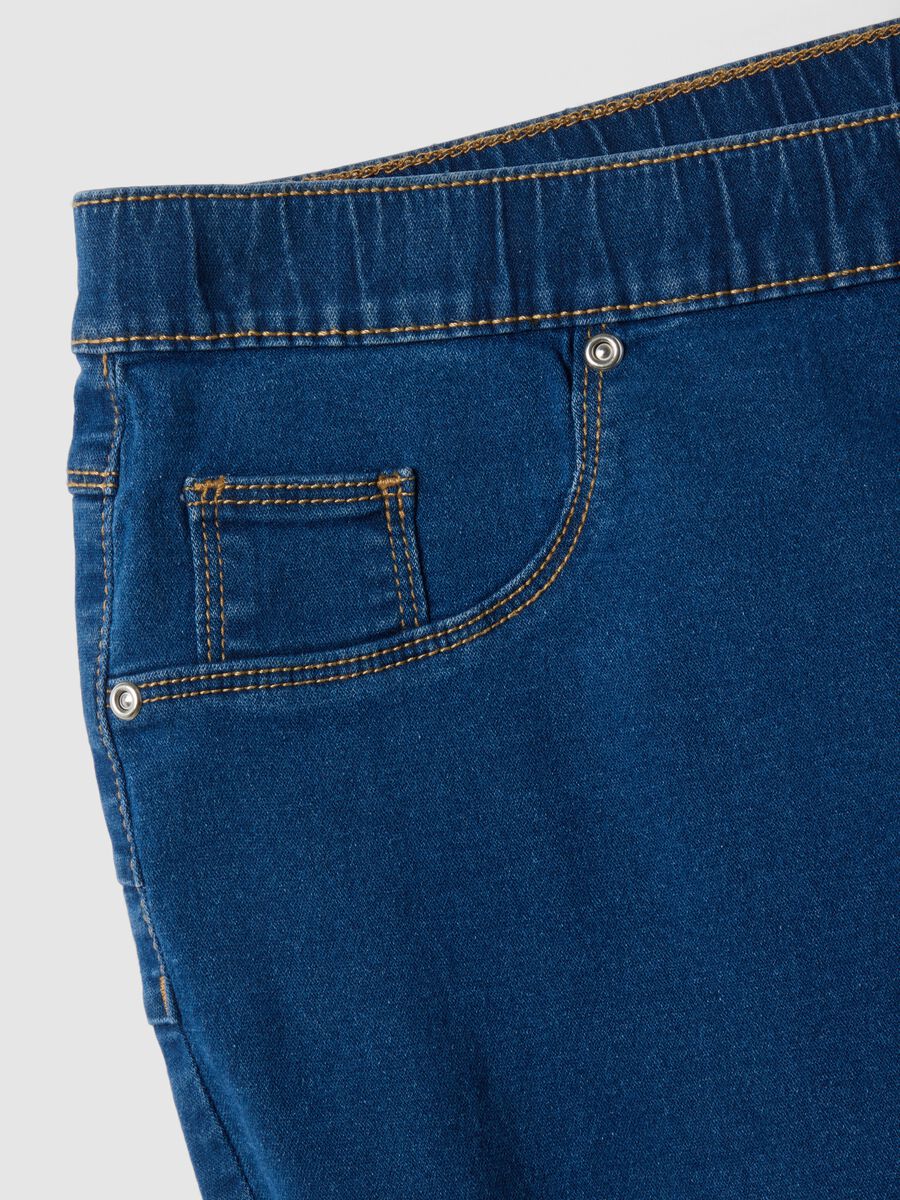 Blue Bootcut Trousers in Stretch Cotton Regular Fit_5