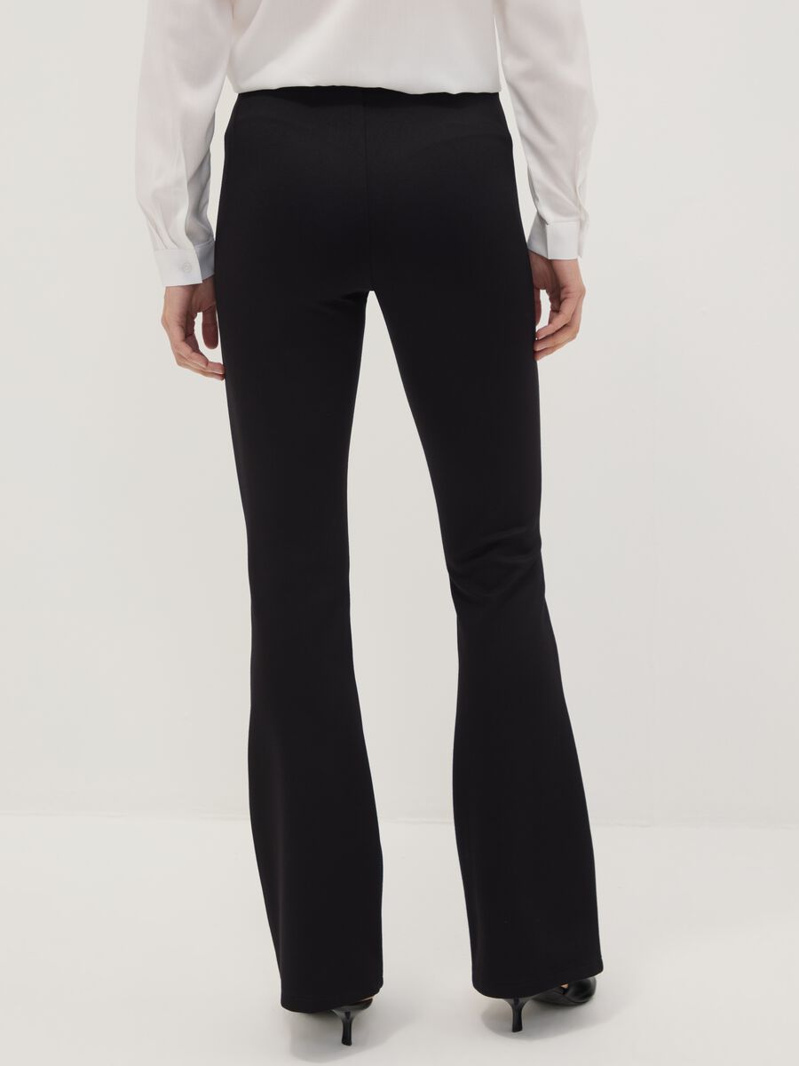 Black flared leggings in stretch viscose Milano stitch_3