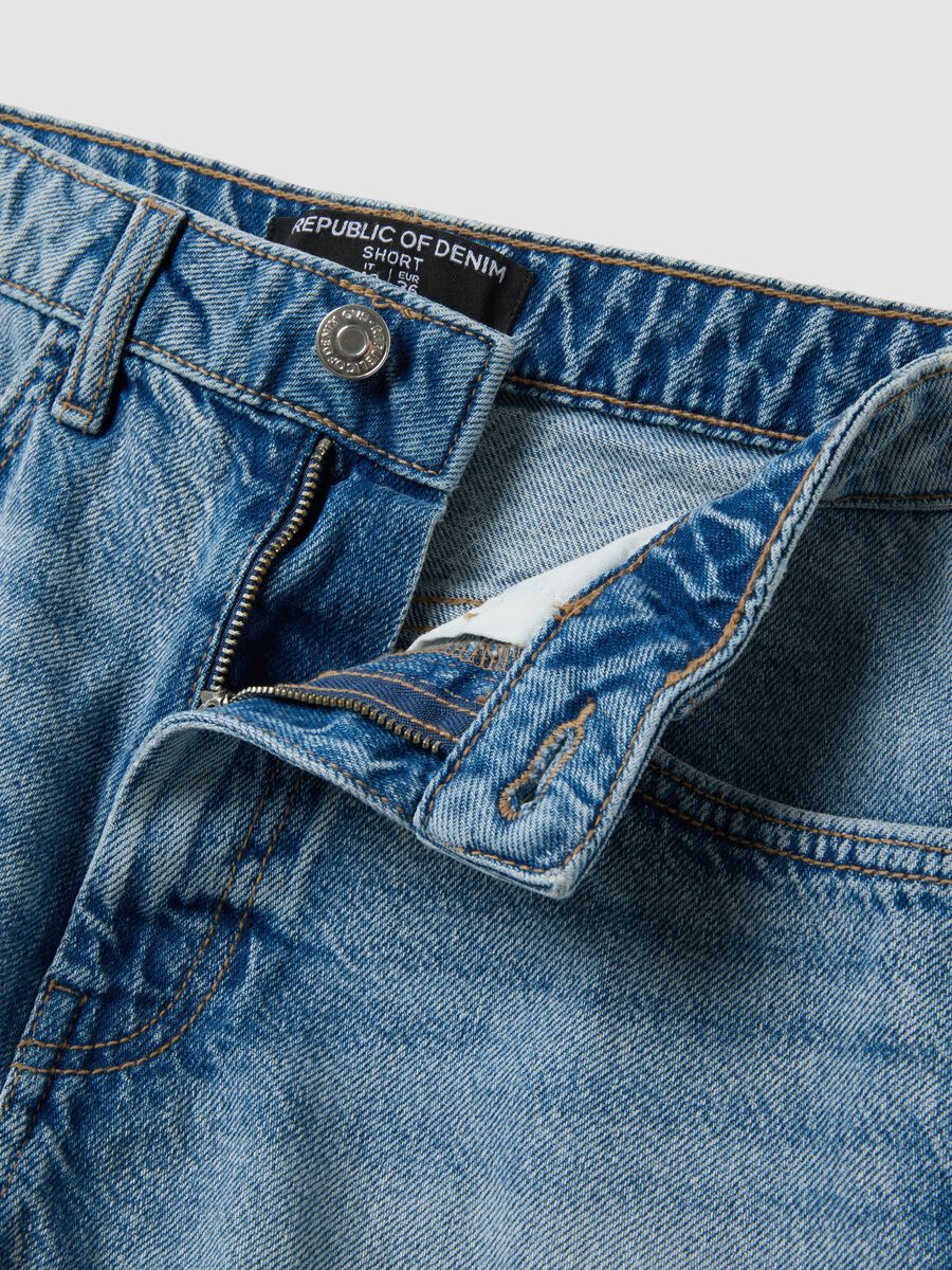 Light blue pure cotton denim shorts_5