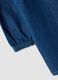 Blue wide-fit pure cotton dress with crew neck and ruffle for girls_3