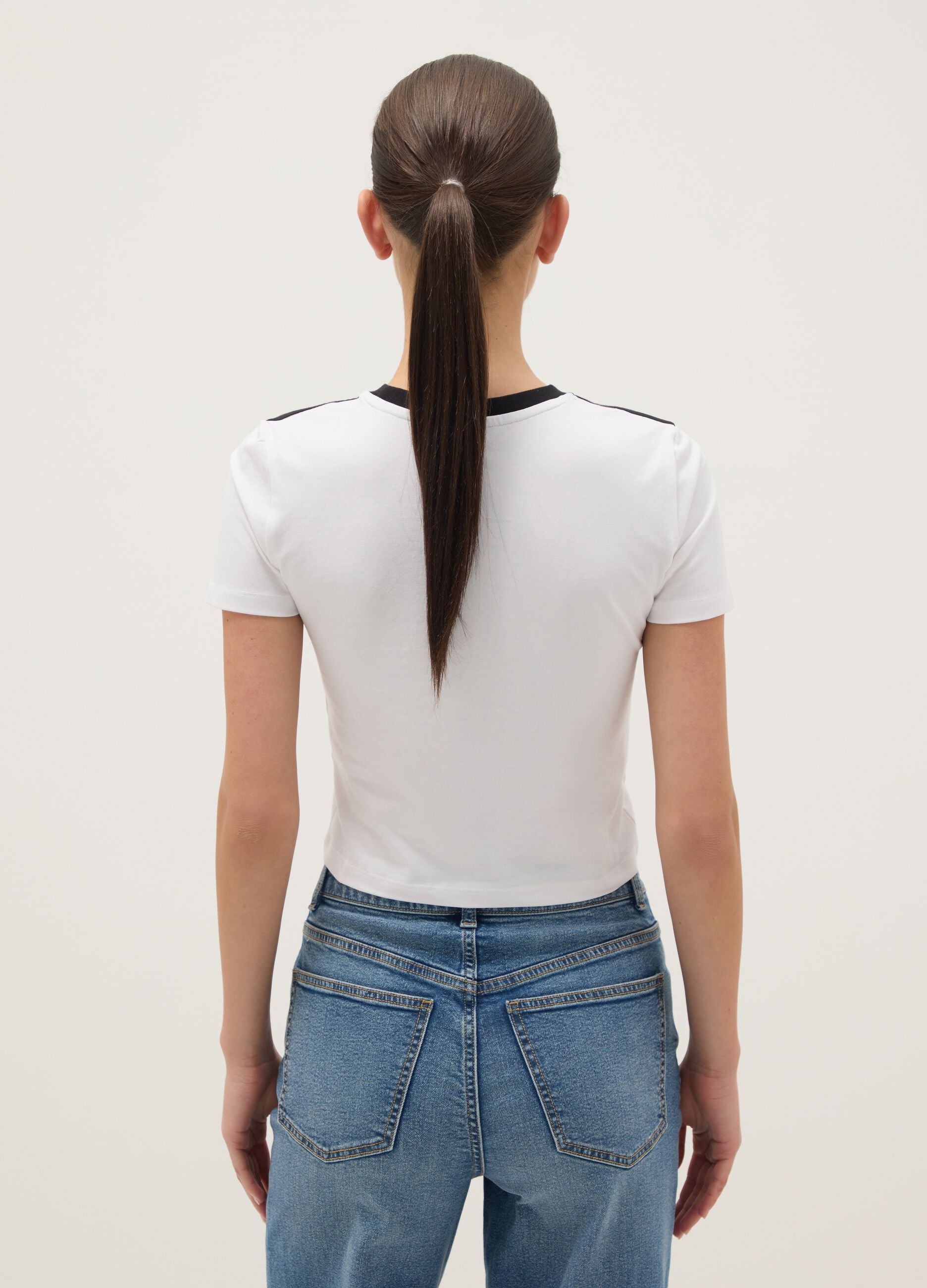 White pure cotton regular fit T-shirt with Kuromi print