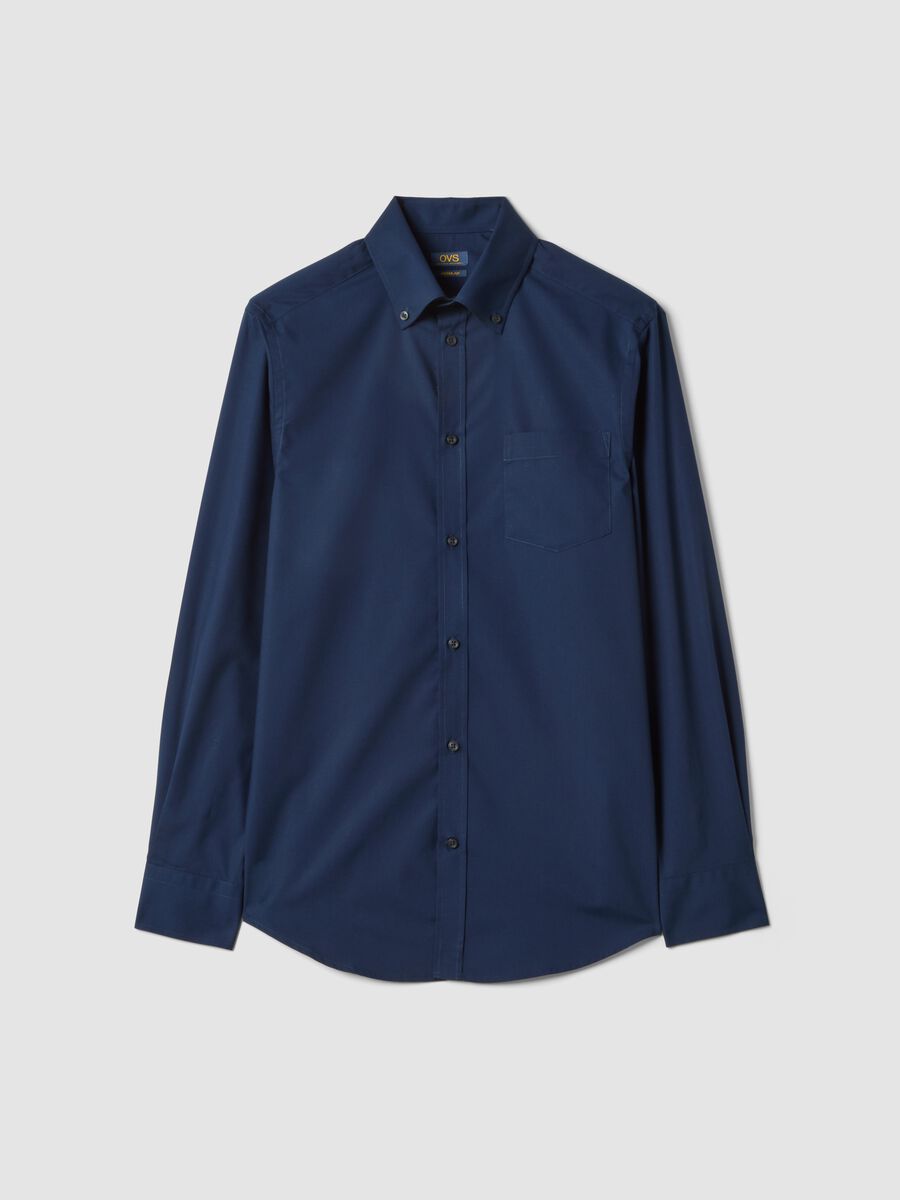 Blue long-sleeve button-down shirt, regular fit_4
