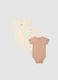 Multicolour short-sleeve bodysuit tripack for infants in pure cotton_0