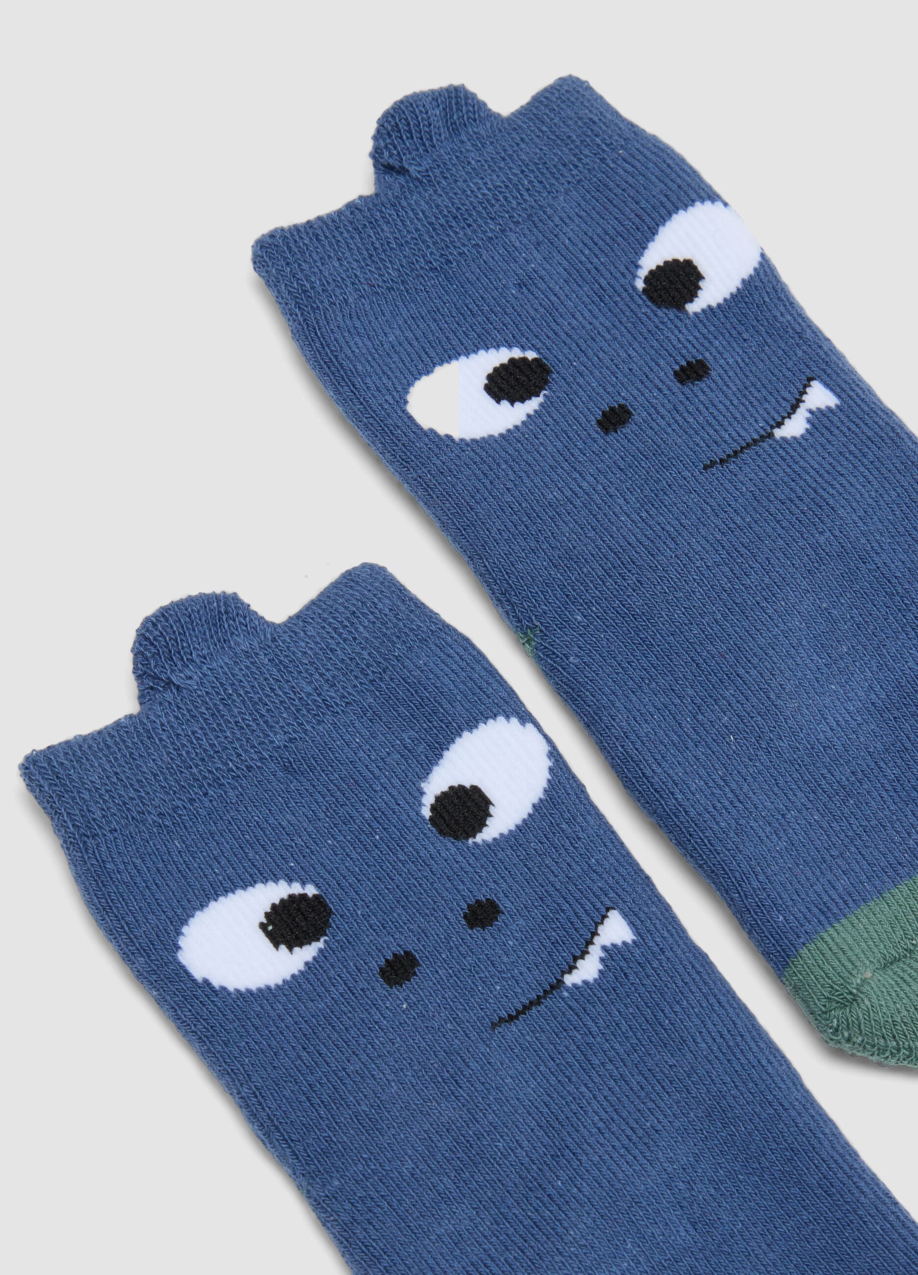 2-pack of multicolour non-slip socks in organic cotton blend