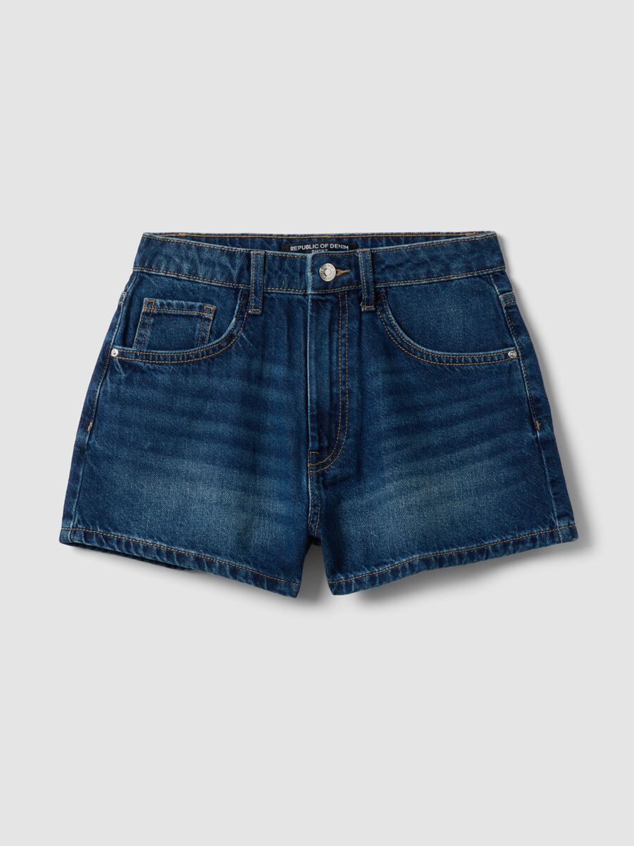 Blue shorts in pure cotton_4
