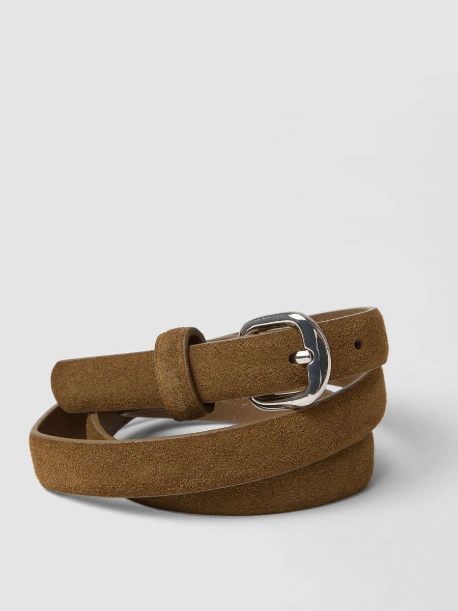 Cintura marrone sottile in vera pelle_3