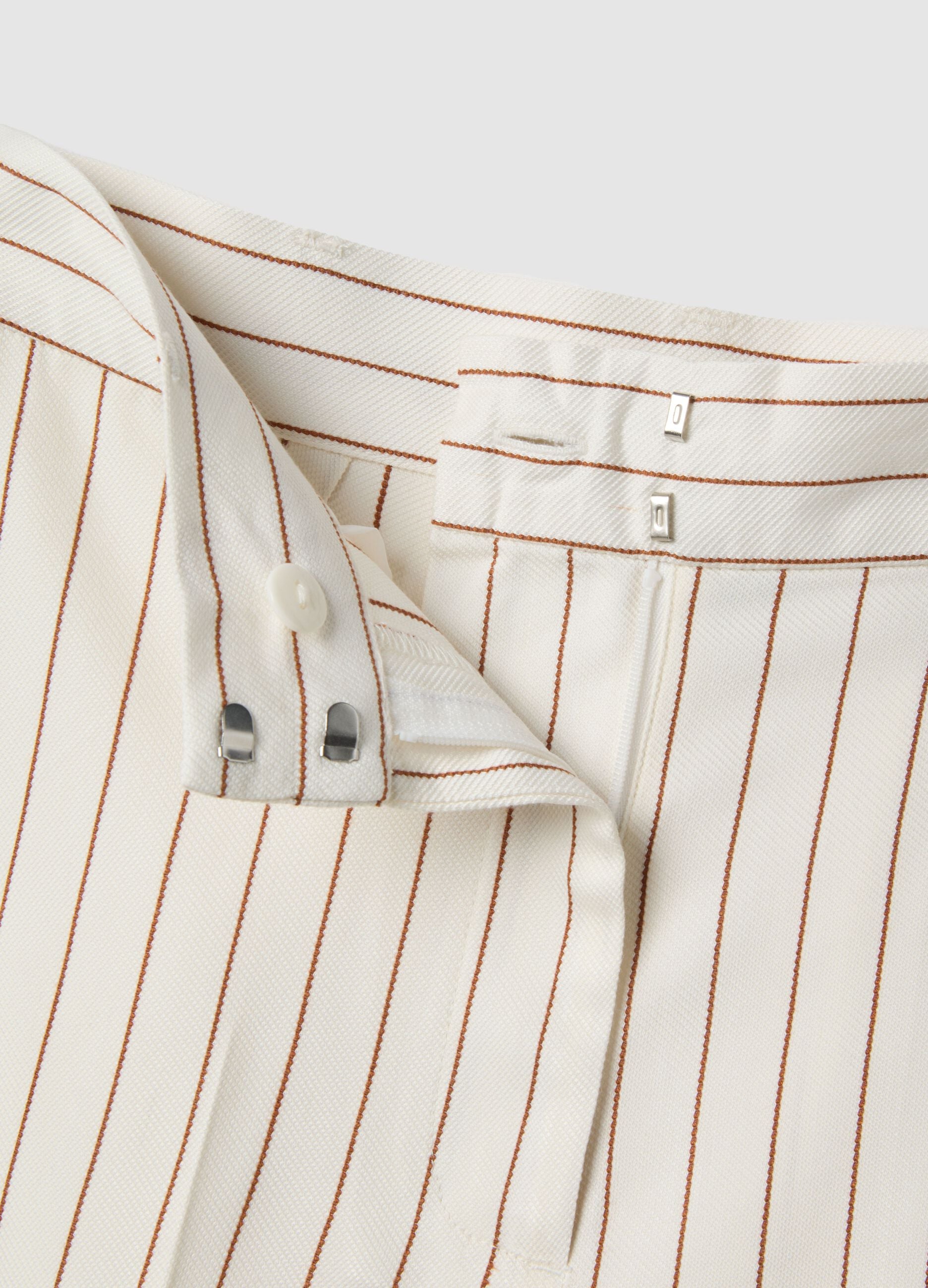 Multicolour Striped Viscose Blend Trousers with Oversized Fit