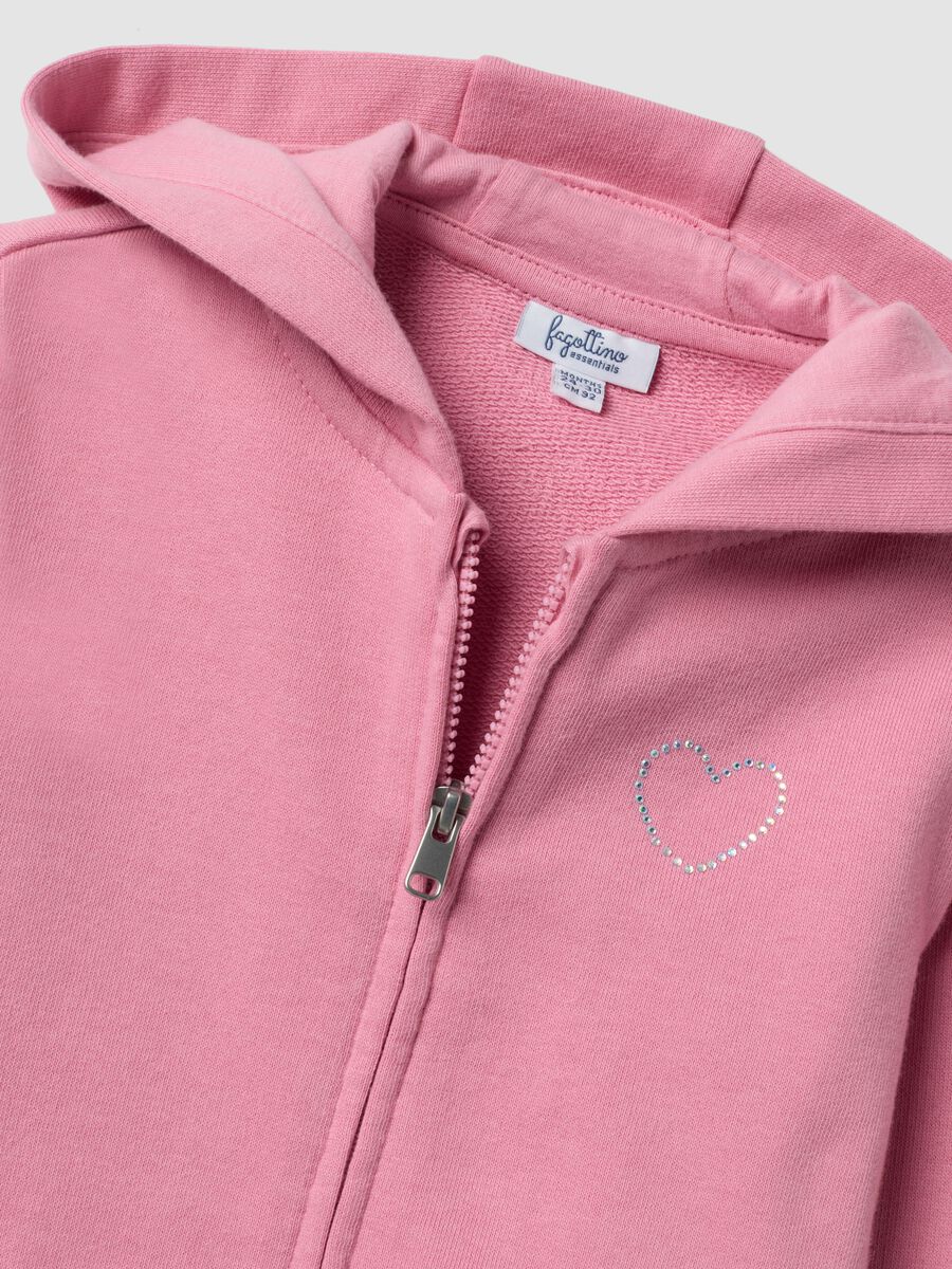 Felpa rosa con cappuccio in puro cotone organico con stella regular fit per bimba_2