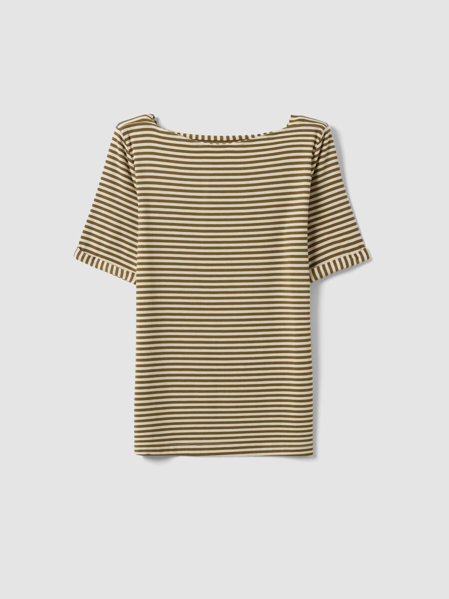 White striped stretch viscose T-shirt_4