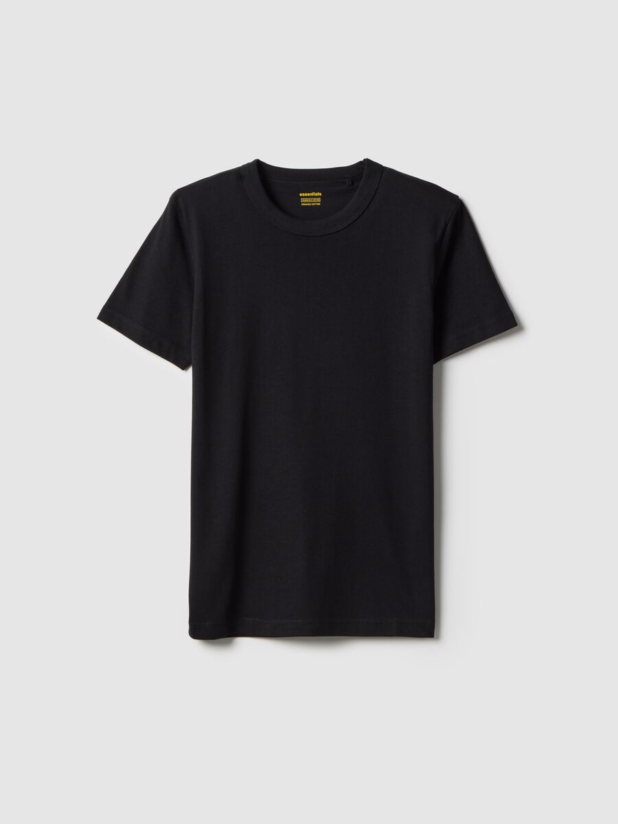 T-shirt girocollo nera da ragazzo in puro cotone over fit_3