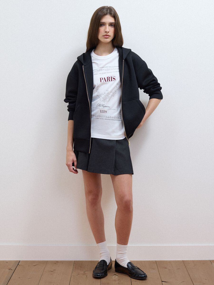 Felpa full zip nera in viscosa elasticizzata over fit_1