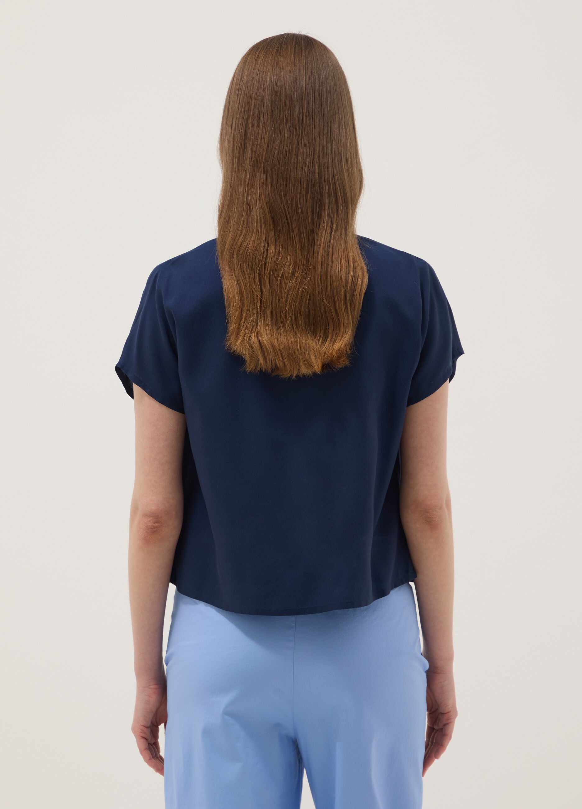 Blue pure viscose regular-fit shirt