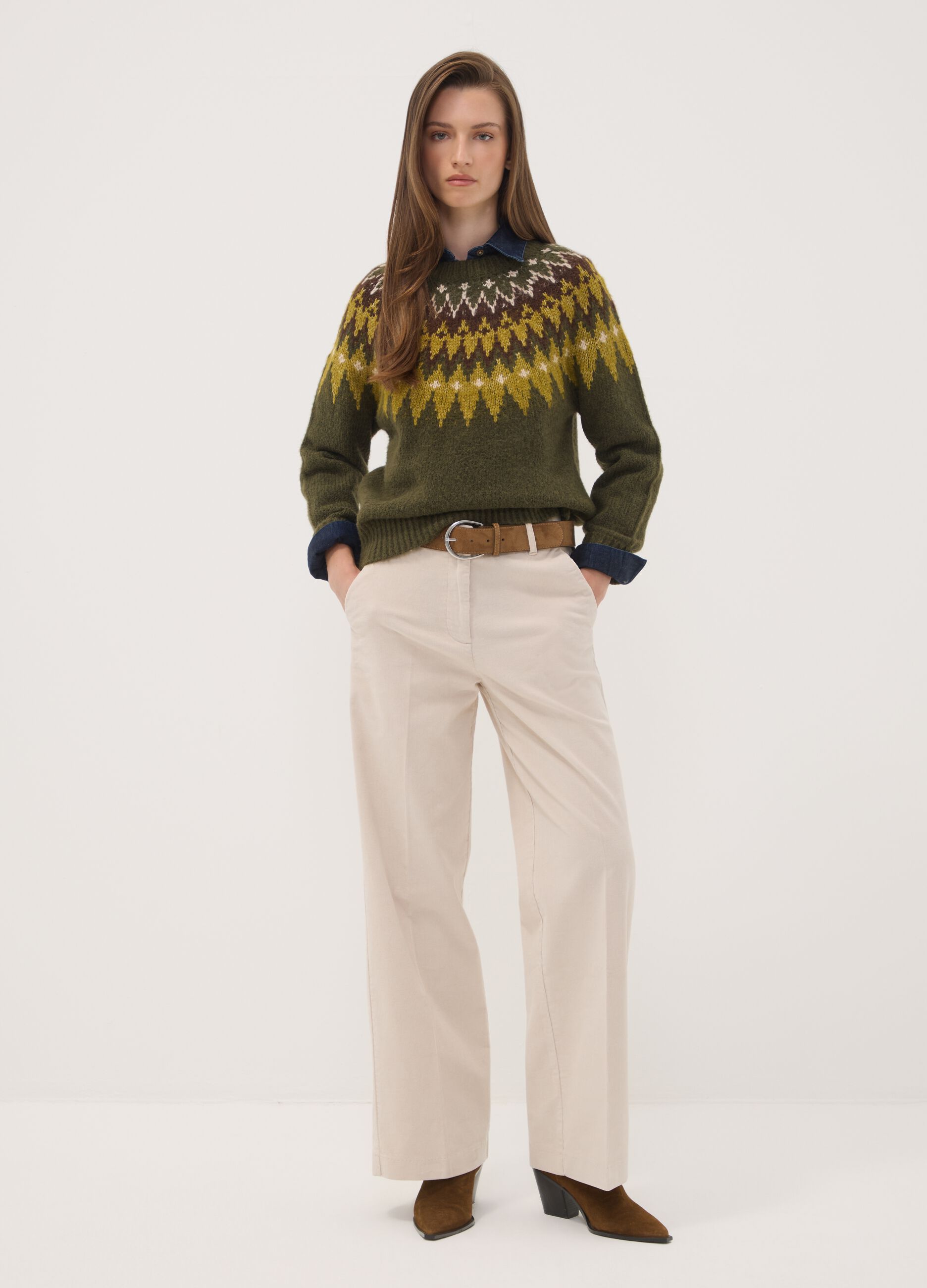Beige The Iconic Pants straight-fit ribbed stretch cotton trousers