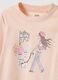 Beige pure cotton regular fit T-shirt with print for girls_2