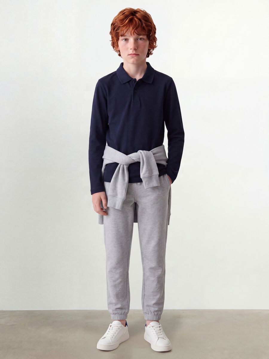 Polo blu in piquet di puro cotone organico regular fit per ragazzo_1