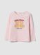 Pink organic cotton T-shirt with teddy bear print for baby girl_0