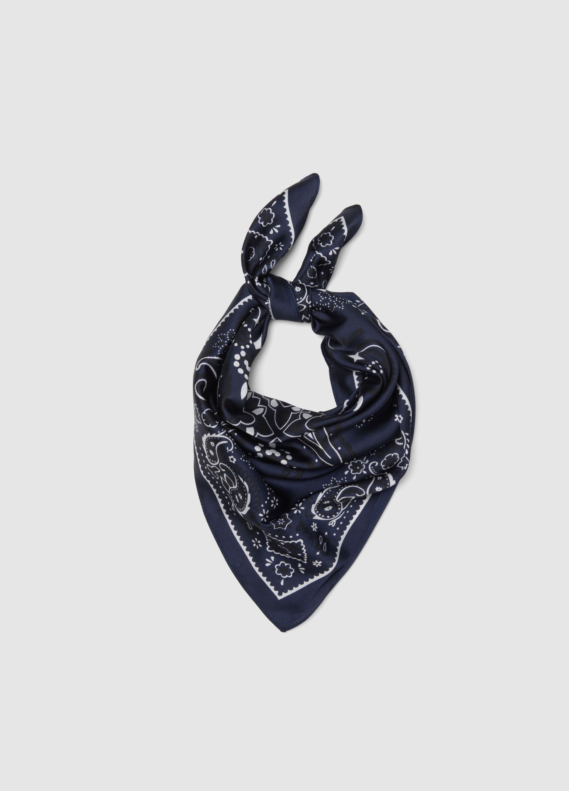 Blue regular-fit bandana with paisley pattern