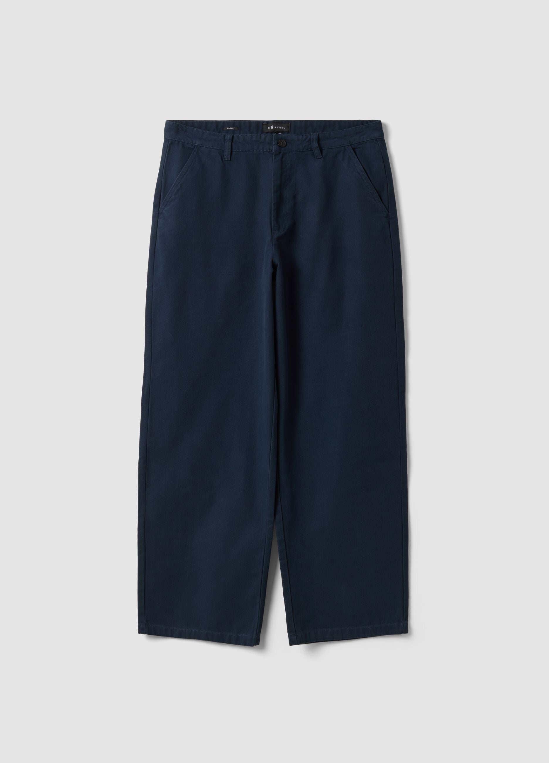 Pantaloni chino blu in puro cotone barrel fit