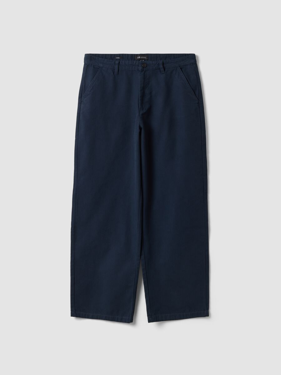 Pantaloni chino blu in puro cotone barrel fit_0