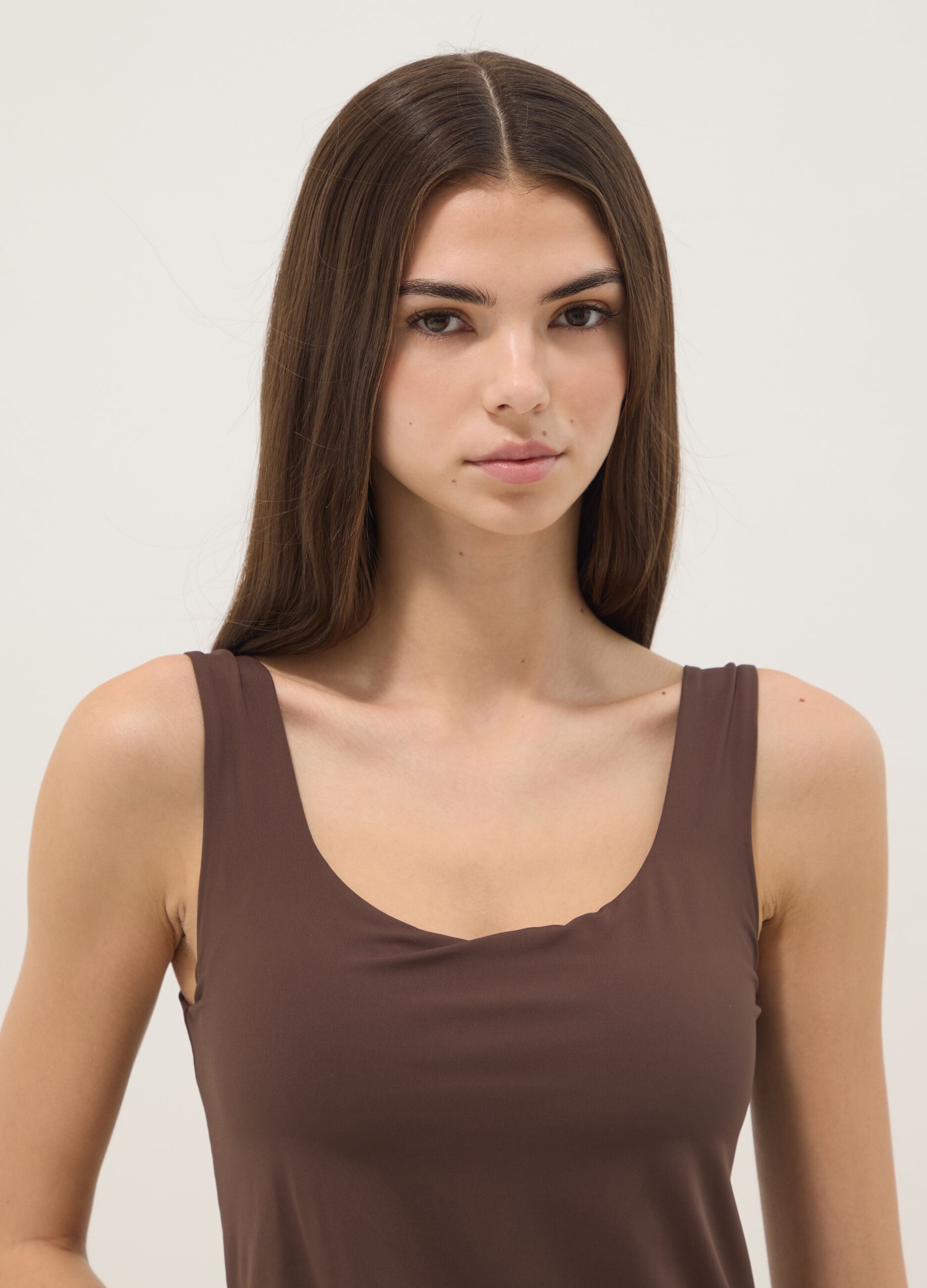 Brown regular fit vest with wide straps