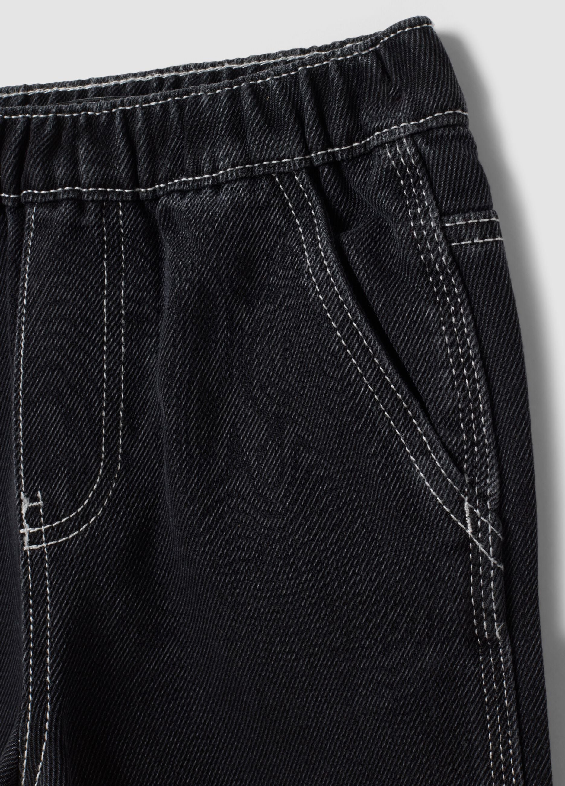 Black cotton and viscose blend joggers with elasticated waist for boys