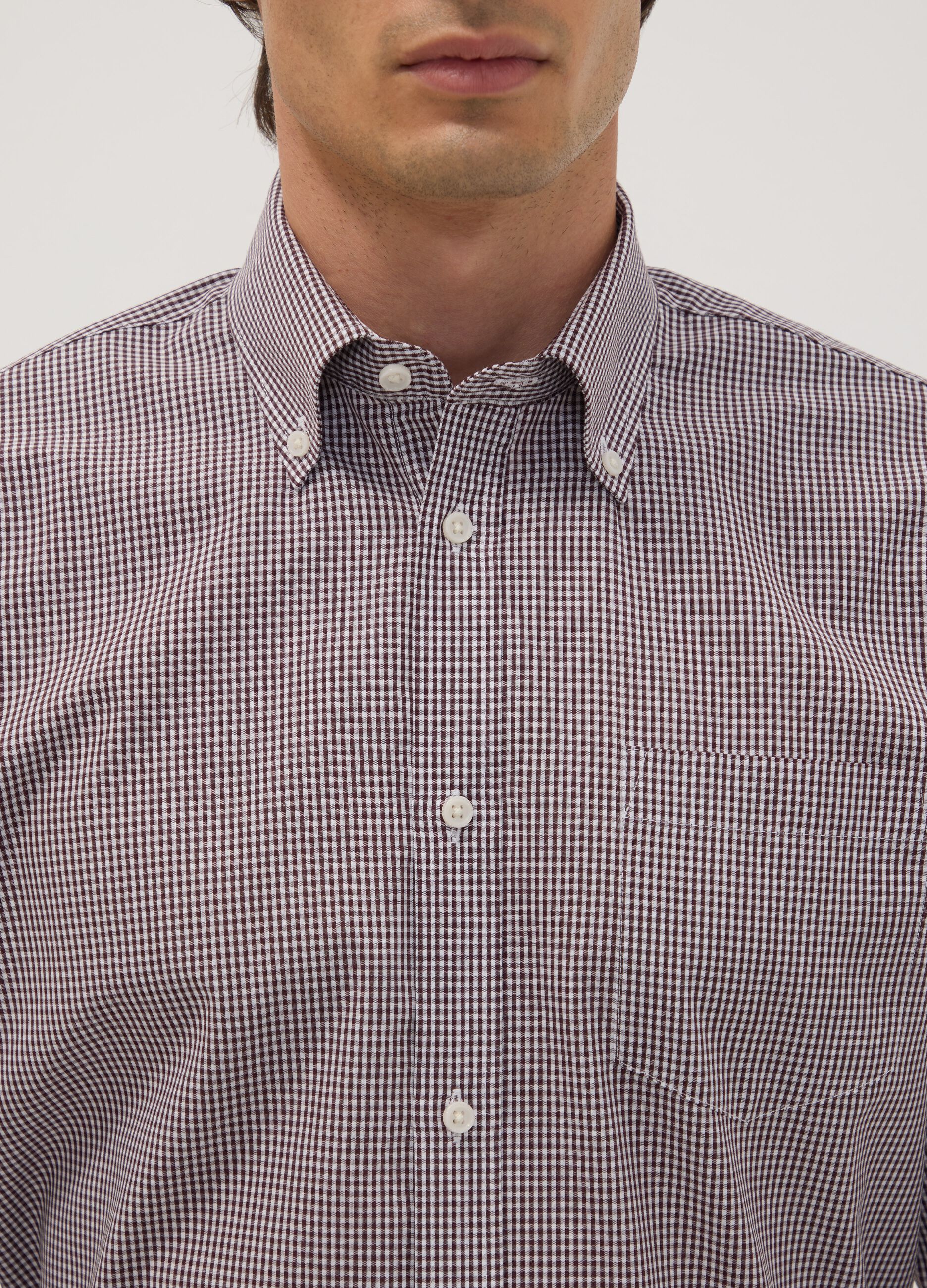 Easy-iron multicolour cotton-blend shirt with button-down collar, regular fit