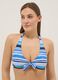 Blue triangle bikini top in stretch fabric_0
